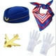 thumbnail image 1 of Accesorios para disfraces de azafata de Halloween para mujer, trajes de azafata, botones, sombrero, gafas de sol, bufanda, guantes, 1 of 1