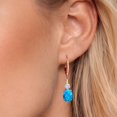 thumbnail image 3 of Gem Stone King 18K Rose Gold Plated Silver Blue Opal and White Moissanite Dangle Earrings for Women with Lab Grown Diamond (1.61 Cttw, Oval Cabochon 9X7MM), 3 of 6