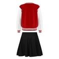 thumbnail image 3 of HYwys Kids Girls Cheerleading Uniform Long Sleeve Baseball Outerwear with Pleated Skirts Sports Suits Red Grey 7 8, 3 of 6