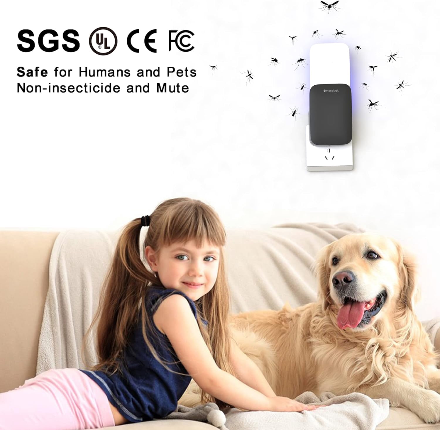 Mosalogic Flying Insect Trap Indoor Light Trap With Refill Glue Cards(1 Device + 5 Refill) - Black