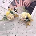 thumbnail image 3 of 2 Pcs Champagner Wedding Boutonniere,Wedding Flower Wrist Corsage,Bridesmaids Wrist Flower, 3 of 5