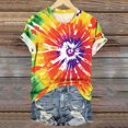 thumbnail image 3 of VBTAPA Tie Dye T Shirts for Women Rainbow Shirts Funny Casual Short Sleeve Crewneck Tops Today's Sales Multicolor S, 3 of 5