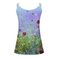 thumbnail image 5 of Summer Women Tank Tops Plus Size V-Neck Sleeveless Color Printed Classic Pullover Blouse Shirt Spaghetti Straps Casual Loose Dressy Going Out Tops For Women, 5 of 5