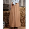 thumbnail image 3 of Doublju Women's Smocking Waist Detailed Maxi Slit Skirt With Pocket, 3 of 5