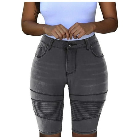 

Solid Bottom Shorts Denim Pocket Casual Hole Womens Pants Jeans Female Fashion Pants Christmas Pajamas for Women Shorts Set