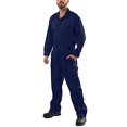thumbnail image 2 of Kolossus Mens Long Sleeve Blended Adjustable Cuff Coverall Apparel Navy Blue, Small, 2 of 4