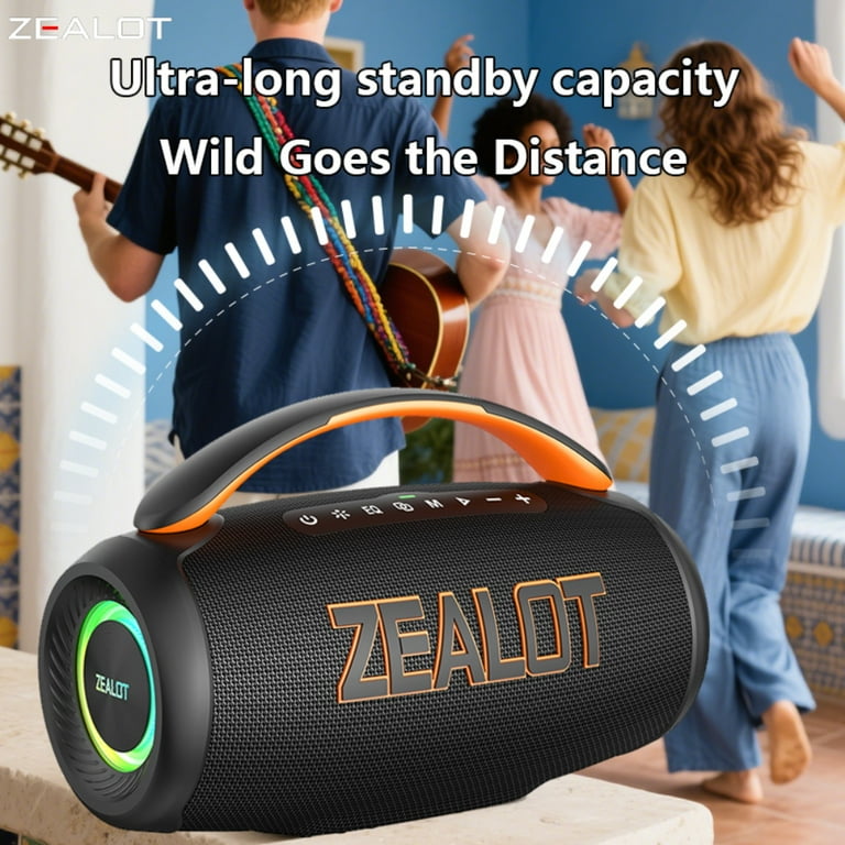 ZEALOT P12, Portable Bluetooth Speaker with Lights, 60W