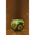 thumbnail image 2 of Kafthan Large Mosaic Candle Holder, Glass Tea Light Candle Holder, Handmade Votive Holder, Turquoise, 2 of 3