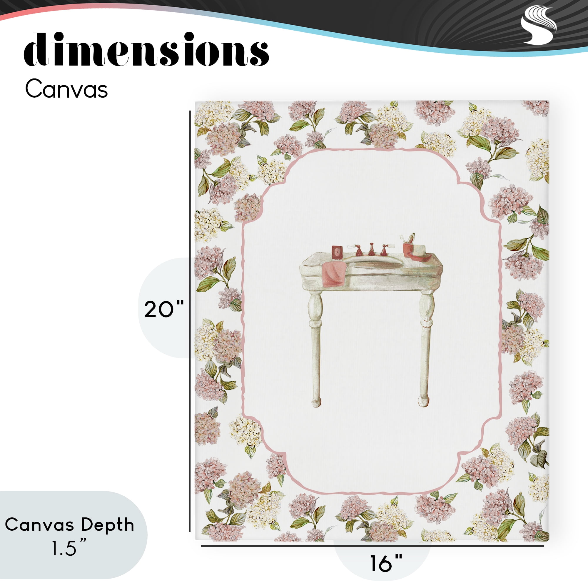 Stupell Industries Elegant Hydrangeas Vanity Canvas Wall Art, design by Carol Robinson