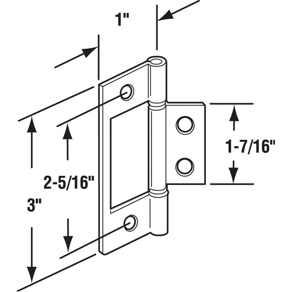 BiFold Door Hinges, NonMortise Style, Brass Plated (2pack)