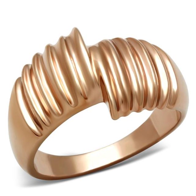 IP Rose Gold Ion Plating Brass Ring with No Stone, Size 6
