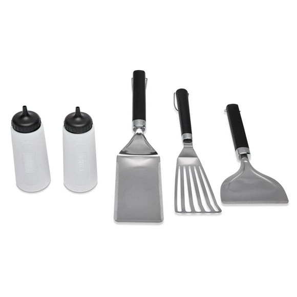 Juego de herramientas Weber Griddle Essential de 5 piezas con botellas