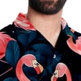 thumbnail image 5 of Flamingo Tropical Rainforest Men's Short Sleeve Hawaiian Shirt, Poplin Casual Printed Button Down, Summer Beach Unisex Shirts, 5 of 6