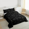 thumbnail image 3 of jejeloiu Gray Damsk Print Queen Comforter Set,Rustic Baroque Victorian Bedding Sets,Bohemian Exotic Floral Bedding Comforter Set For Bots Teens,Ultra Soft Home Decor Reversible,3-Piece, 3 of 8