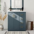 thumbnail image 2 of 30'' Bathroom Vanity with Resin Sink Combo,Solid Wood Frame Bathroom Storage Cabinet, Freestanding Vanity Set with 3 Drawers& Soft Closing Doors - Navy Blue, 2 of 7