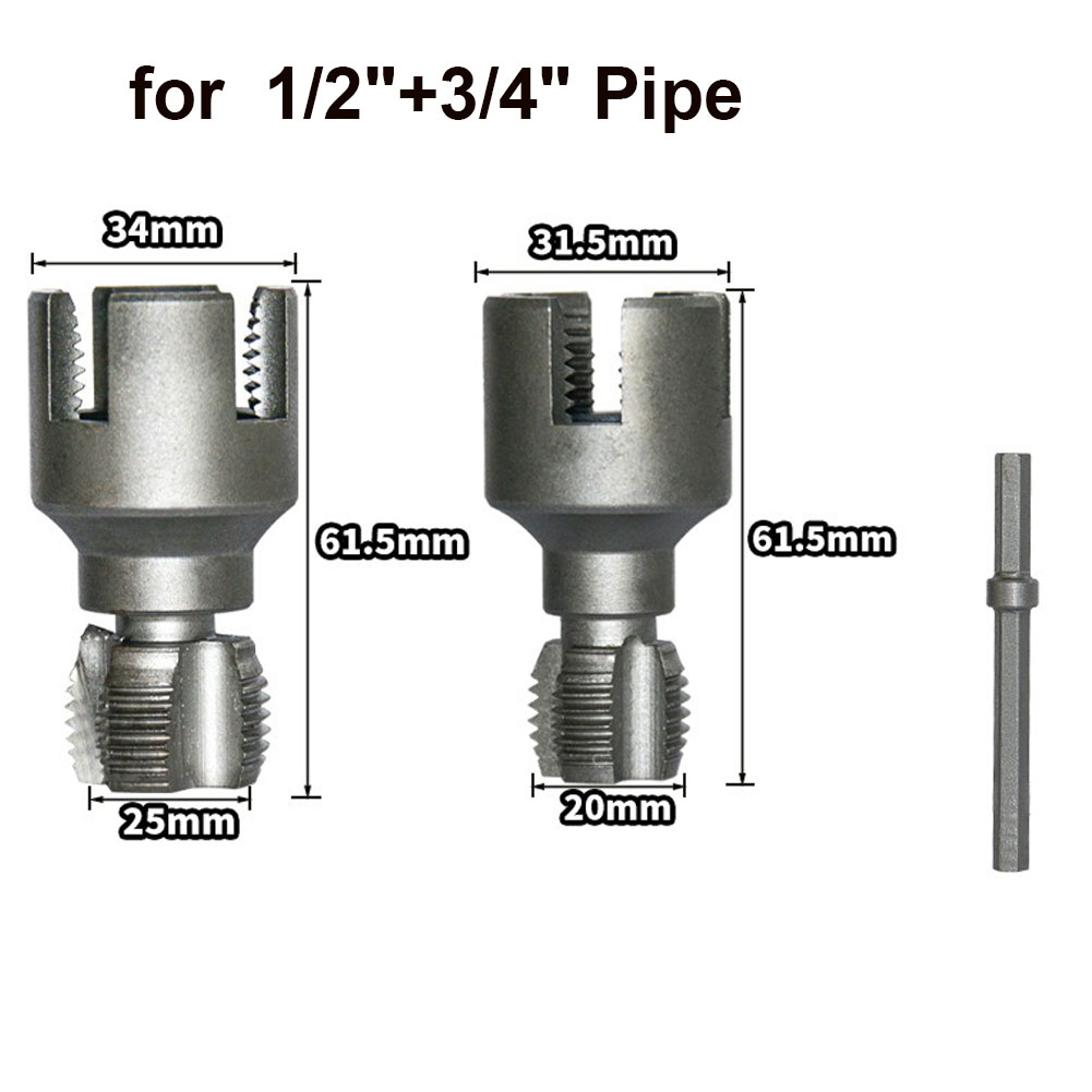 2025 Pipe Thread Cutting Tool,Electric Drill Compatible PVC Pipe Threader Kit, 1/2'' 3/4'' Internal External Rethreading Maker