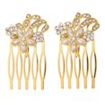 thumbnail image 2 of Peine del pelo de la novia coreana Peine del pelo de la flor retro Ornamento simple del pelo Oro Sunnimix peine del rhinestone de las mujeres, 2 of 8