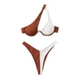 thumbnail image 2 of Traje de baño de dos piezas para mujer, trajes de baño para mujer, bikini de dos piezas con tirantes divididos y soporte de acero, color liso, traje de baño de nailon para mujer, 2 of 5