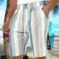 thumbnail image 2 of IROINNID Savings Bermuda Shorts for Men Solid Elastic Waist Stripe Pocket Beach Pants Shorts Pants,Light Blue, 2 of 6