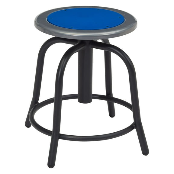 18" - 24" Height Adjustable Swivel Stool, Persian Blue Seat and Black Frame