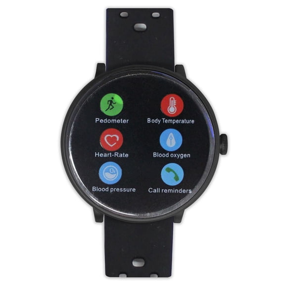 Refurbished iTIME ELITE Health & Fitness Body Temperature Smartwatch w/Heart Rate Monitor, Black