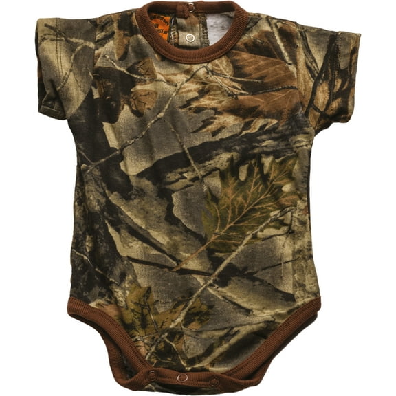 TrailCrest Newborn Baby Boy Undershirt- Short Sleeve Romper Bodysuit, 6 Months, Camo