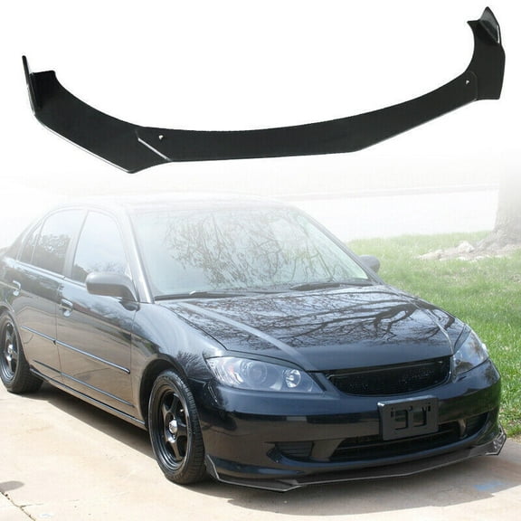 Booming up For Honda Civic Sedan Coupe Front Bumper Chin Lip Spoiler Gloss Blk