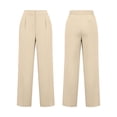 thumbnail image 5 of ctdiral Womens Elastic Waist Dress Pants High Waist Wide Leg Pants with Pockets Solid Color Straight Trousers Business Work Slacks Khaki XL, 5 of 9