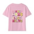 thumbnail image 4 of Odeerbi Toddler Boys Girls Summer Cartoon Print Shirt Toddler Baby Comfortable Solid Color Top Print Short Sleeve Cotton T-shirt Pink 5-6 Years, 4 of 5