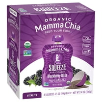 Mamma Chia Organic Vitality BCF26 Squeeze Snack, Blackberry Bliss, 24- 3.5 Ounce Chia Pouches. USDA Organic, Non-GMO, Vegan, Gluten Free, and Kosher. Fruit and Vegetables with only 70 Calories