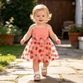thumbnail image 2 of RMGVDSD Baby Girls 1St Birthday Outfit Spaghetti Straps Tulle Romper Dress Sleeveless Bowknot Bodysuit Strawberry Tutu Princess Dress 6-9 Months, 2 of 8