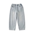 thumbnail image 2 of LRen Boys Baggy Jeans High Waisted Elastic Waist Cotton Baggy Denim Pants Boy Lightweight Soft Comfy Fashion Trousers Streetwear with Pockets,Light Gray,11-12 Years, 2 of 4