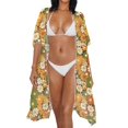 thumbnail image 3 of HELLHERO High Quality Fabrics Bathing Suit Cover Up for Summer Breathable Free Size Long Swimwear Cover up Flowers, 3 of 6