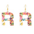 thumbnail image 1 of 1 Paire de Boucles d'Oreilles en Résine Coloré Lettre R Exagéré Femmes Boucles d'Oreilles Mode, 1 of 8