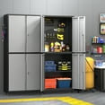 thumbnail image 3 of Rolling Garage Storage Cabinet with Wheels and Pegboard,Metal Storage Cabinet with Doors and Adjustable Shelves,Lockable Steel Tool Cabinet for Garage,Warehouse,Utility Room,Home,Office(Black Gray), 3 of 9