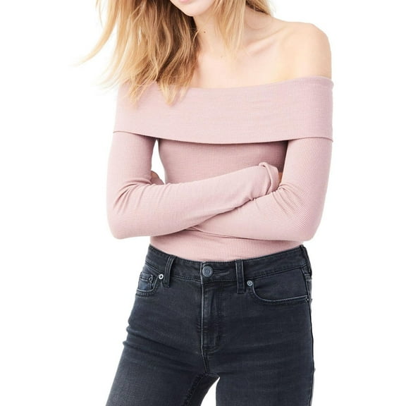 Aeropostale Womens Off The Shoulder Pullover Blouse, Purple, Juniors, Small