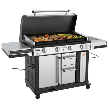 Blackstone 4-Burner 36" Griddle Cooking Station Sale Blackstone Proseries 4-Burner 36&Quot; Propane Griddle With Stainless Steel Cabinet And Hood