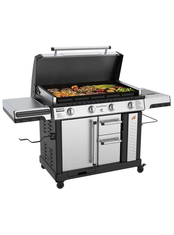 Blackstone ProSeries 4-Burner 36" Propane Griddle with Stainless Steel Cabinet and Hood
