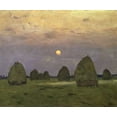 thumbnail image 2 of Levitan, Isaac 23x20 Gold Ornate Wood Framed with Double Matting Museum Art Print Titled - Haystacks Twilight, 1899, 2 of 4
