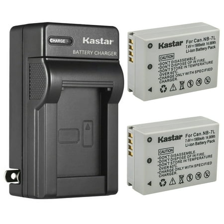 Kastar 2-Pack Battery and AC Wall Charger Replacement for Canon NB-7L NB-7LH Battery Canon CB-2LZ CB-2LZE Charger Canon PowerShot G11 PowerShot G12 PowerShot SX30 IS PowerShot SX30IS Camera