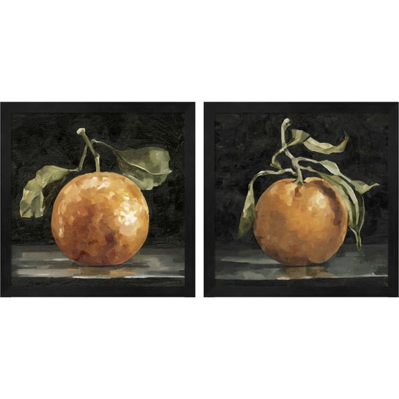 Great Art Now Dark Orange Deux by Emma Caroline, 2 Piece Framed Art Set Each 13.25"W x 13.25"H