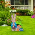Wooden Easter Garden Stake Yard Sign Bunny Statue Bunny Egg Easter