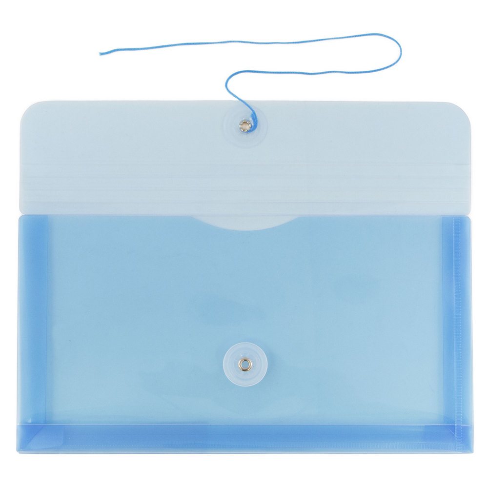 JAM Paper Plastic Envelopes with Button & String Tie Closure, #10 Business Booklet, 5 1/4 x 10, Blue, 3/pack