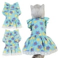thumbnail image 5 of Pet Skirt Pet Dress Floral Printing Fly Sleeves Cat Cotton Dress Summer Outdoor Travel Princess Style Dog Skirt with Lace Hem for Small Pets, 5 of 8