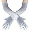 thumbnail image 2 of Long Opera Party 20s Satin Gloves Stretchy Adult Size Elbow Length,Silver, 2 of 4