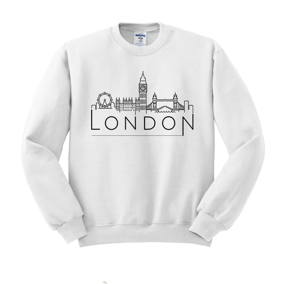 Skyline London England Sweatshirt Unisex Large White