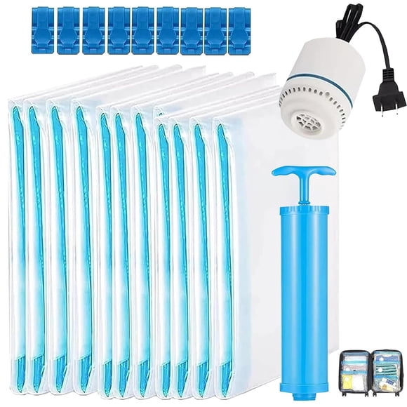 18 Bolsas de Almacenamiento de Vacío - 14 JUMBO (100x80)+4 GRANDE (80x60) Bolsas Vacio Ropa Con Bombas Eléctrica, Cobijas, Colchas - Vacuum Storage Bags, Vacuum Storage Bags Bols