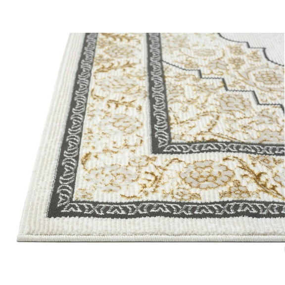 Allstar Rugs  Persian Themed Polyester Area Rug 5' 1" x 6' 11" - Gold