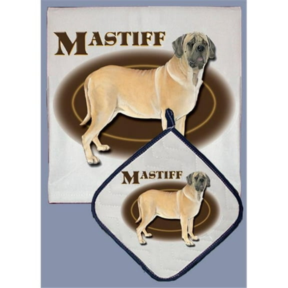 Pipsqueak Productions DP953 Dish Towel and Pot Holder Set - Mastiff