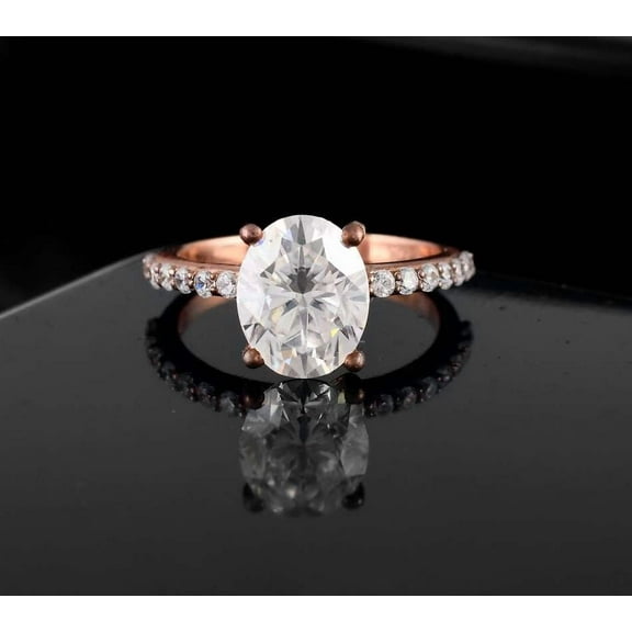 vylahjewellery 2 CT Oval Moissanite Engagement Ring 14K White Gold Wedding Anniversary Ring Gift for Her